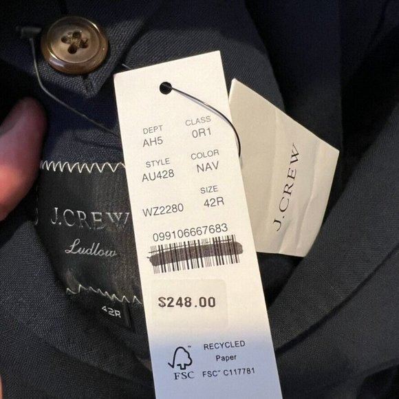 J.Crew $248 Ludlow Slim Fit Unstructured Suit Jacket Cotton Linen 42R AU428 - Picture 10 of 11